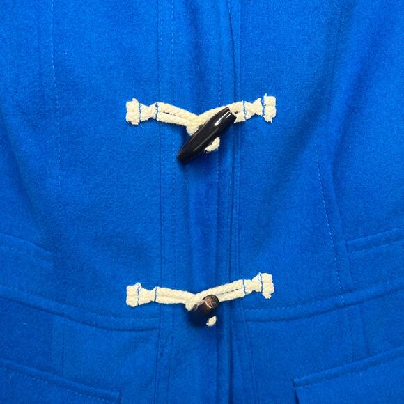 Old Navy Royal Blue Coat Women’s M Toggle Button Peacoat Hood Preppy Nautical - Picture 4 of 10